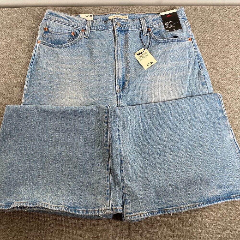 Levi's Premium Ribcage Bell Jeans Women's 34 High Rise Blue 70s Hippie NWT - Picture 3 of 15